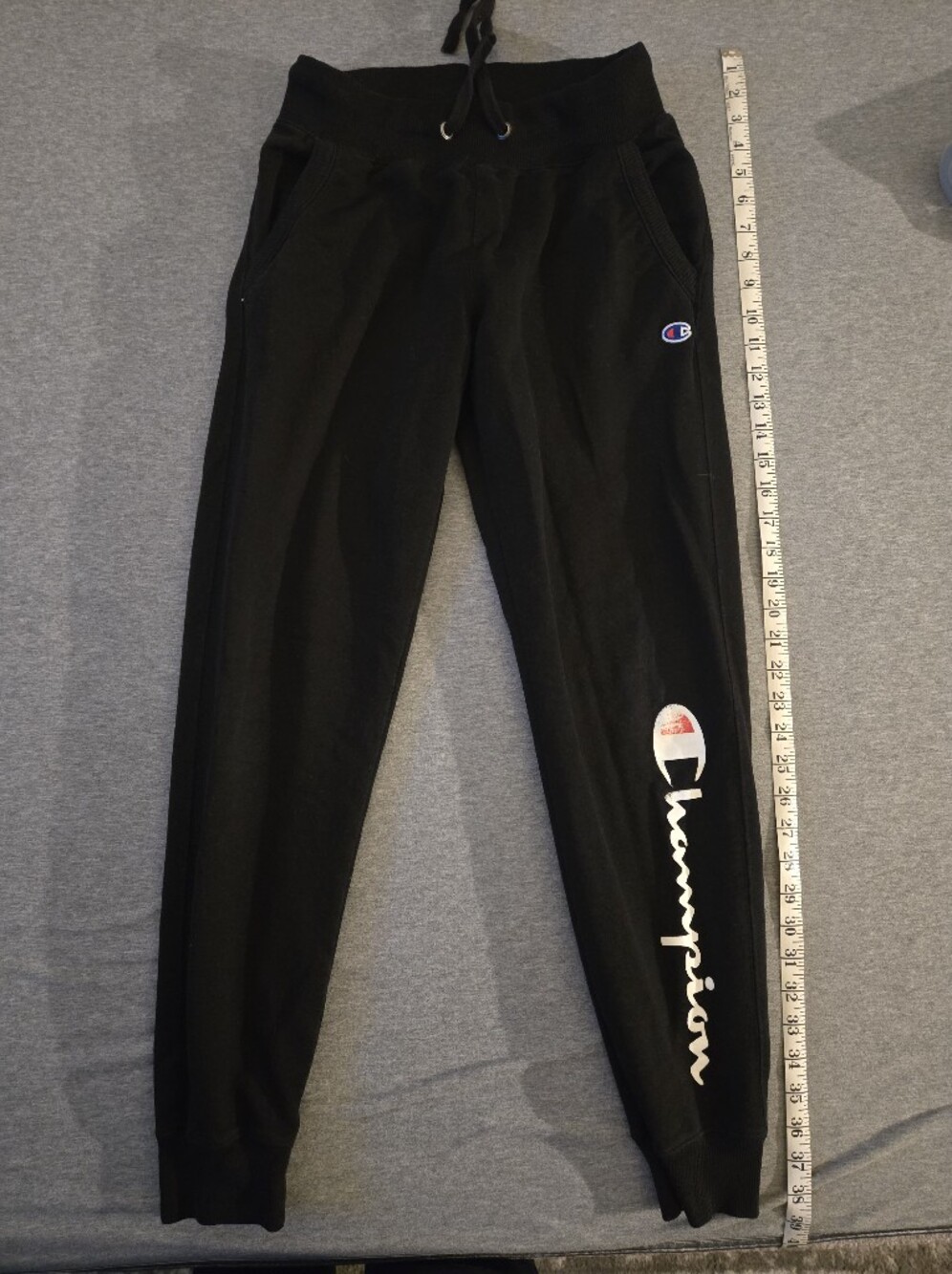 Champion Black Kids Logo Joggers with White Script